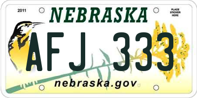 NE license plate AFJ333