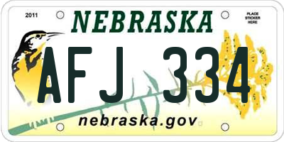 NE license plate AFJ334