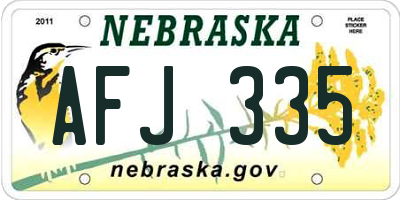 NE license plate AFJ335