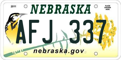 NE license plate AFJ337