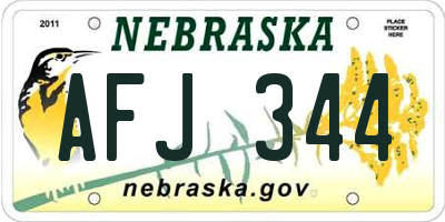 NE license plate AFJ344