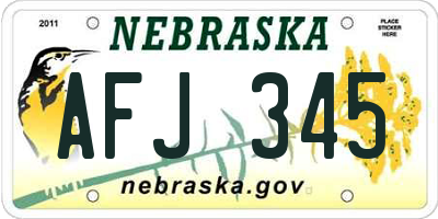 NE license plate AFJ345