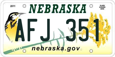 NE license plate AFJ351