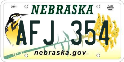 NE license plate AFJ354