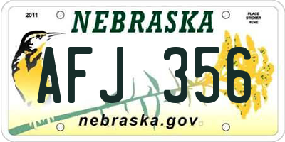 NE license plate AFJ356