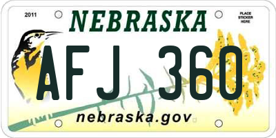 NE license plate AFJ360