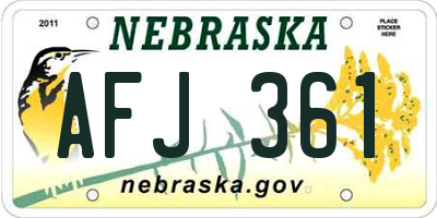 NE license plate AFJ361