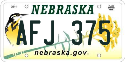NE license plate AFJ375