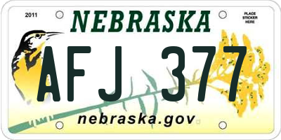 NE license plate AFJ377