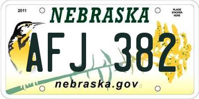 NE license plate AFJ382