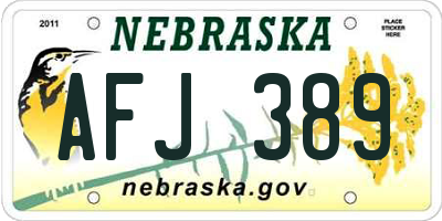 NE license plate AFJ389
