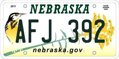 NE license plate AFJ392
