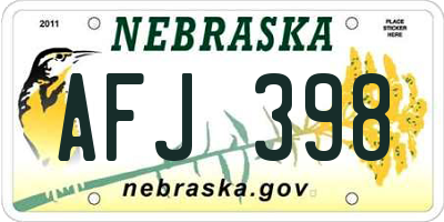 NE license plate AFJ398