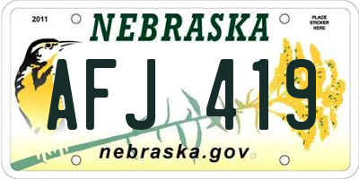 NE license plate AFJ419