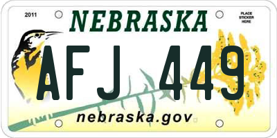 NE license plate AFJ449