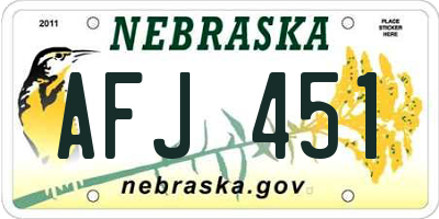NE license plate AFJ451
