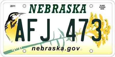 NE license plate AFJ473