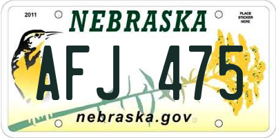 NE license plate AFJ475