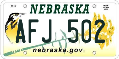 NE license plate AFJ502