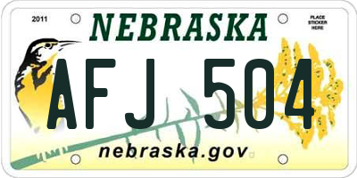 NE license plate AFJ504