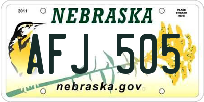 NE license plate AFJ505