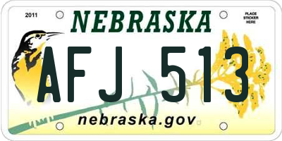 NE license plate AFJ513