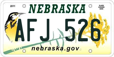 NE license plate AFJ526