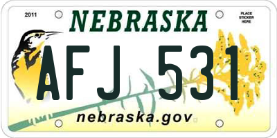 NE license plate AFJ531