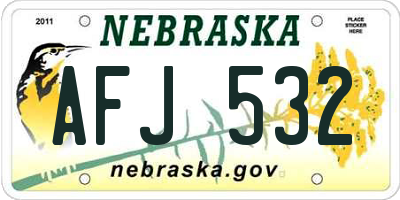 NE license plate AFJ532