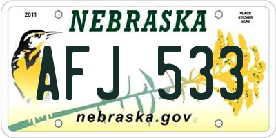NE license plate AFJ533