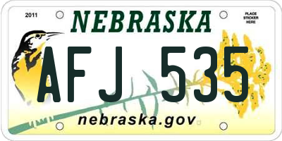 NE license plate AFJ535
