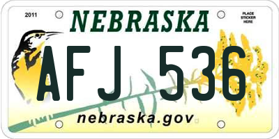 NE license plate AFJ536