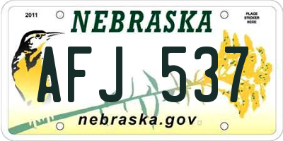 NE license plate AFJ537