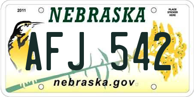 NE license plate AFJ542