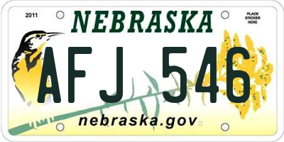 NE license plate AFJ546