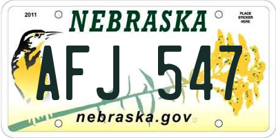 NE license plate AFJ547