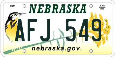 NE license plate AFJ549
