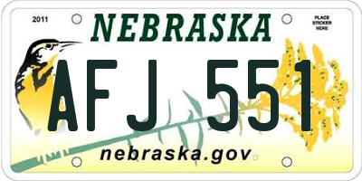 NE license plate AFJ551