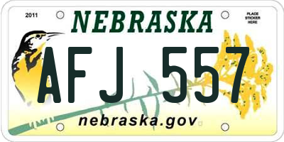 NE license plate AFJ557