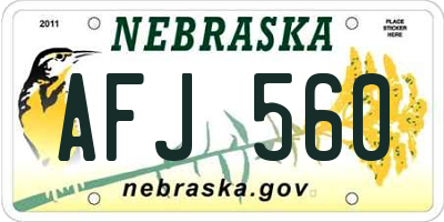 NE license plate AFJ560