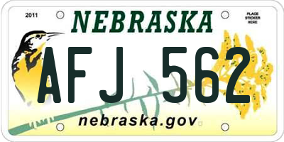 NE license plate AFJ562