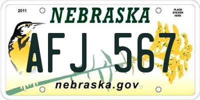 NE license plate AFJ567