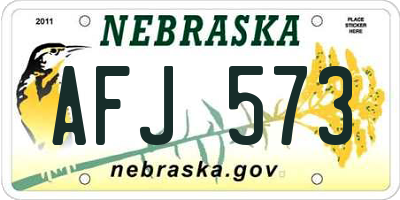 NE license plate AFJ573