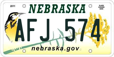 NE license plate AFJ574