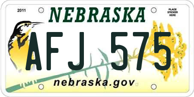NE license plate AFJ575