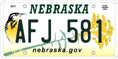 NE license plate AFJ581