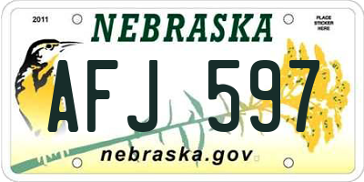 NE license plate AFJ597