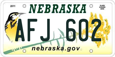 NE license plate AFJ602