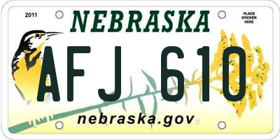 NE license plate AFJ610