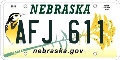 NE license plate AFJ611